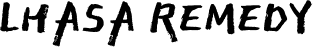 Black letters "L" "H" "A" "S" "A" "R" "E" "M" "E" "D" "Y" on a transparent background, representing the logo of  Lhasa Remedy.